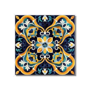 Multi Colored Italian Design Ceramic Tile - Orange Blue Yellow Kitchen Tile - Unique Backsplash Tile - Bathroom Tile - Fireplace Tile