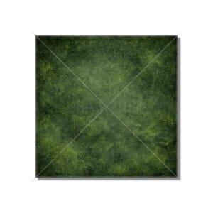 May include: A square backdrop featuring a mottled, textured surface in various shades of deep forest green and olive. The finish appears weathered and uneven, with darker shadows and lighter highlights creating a complex, layered visual depth.
