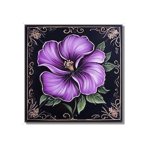 Ceramic Flower Accent Tiles Purple Floral Kitchen Backsplash Tile - Floral Bathroom Shower Tile Vintage Floral Design Tile Free Shipping