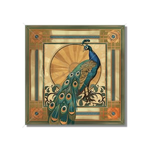 Vintage Art Deco Peacock Design Ceramic Tile Purple Blue Green Gold Kitchen Backsplash Tile Bathroom Tile - Antique Design Decorative Tile