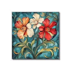 Ceramic Tile Vintage Art Nouveau Flower Design Art Nouveau Kitchen Backsplash Tiles Floral Tile Art Nouveau Accent Tiles Free Shipping
