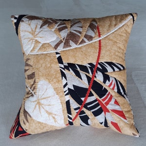 Pillow Cover, 14 x 14, Hand Quilted Tropical Print Pillow Cover, Toss Pillow Cover, Throw Pillow Cover, Ready to Ship!