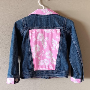 Upcycled Denim Jacket, Upcycled Nannette Toddler Girl Denim Jacket, Size 4T, Gift for Toddler Girl, Ready to Ship!