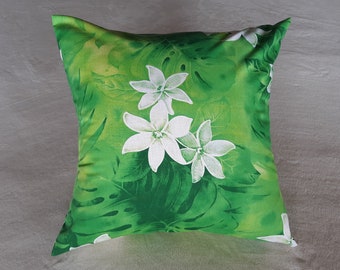 Pillow Cover, 16 x 16, Green Monstera Pillow Cover - Style 2, Hawaiian Print Pillow Cover, Tropical Print Pillow Cover, Ready to Ship!