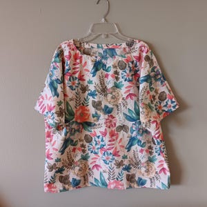 Women&#39;s Blouse, Floral Print Blouse, Resort Wear, Size 12, Gift for Her, Ready to Ship!