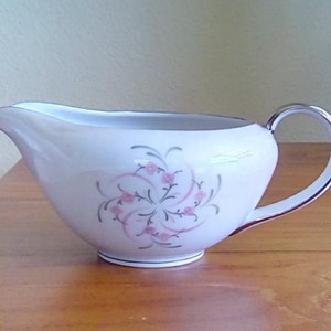Wentworth China Serenada 7547 Eterna Shape Creamer, Made in Japan, 1950&#39;s, Pink Flowers, Pink & Gray Scrolls, Excellent Condition!