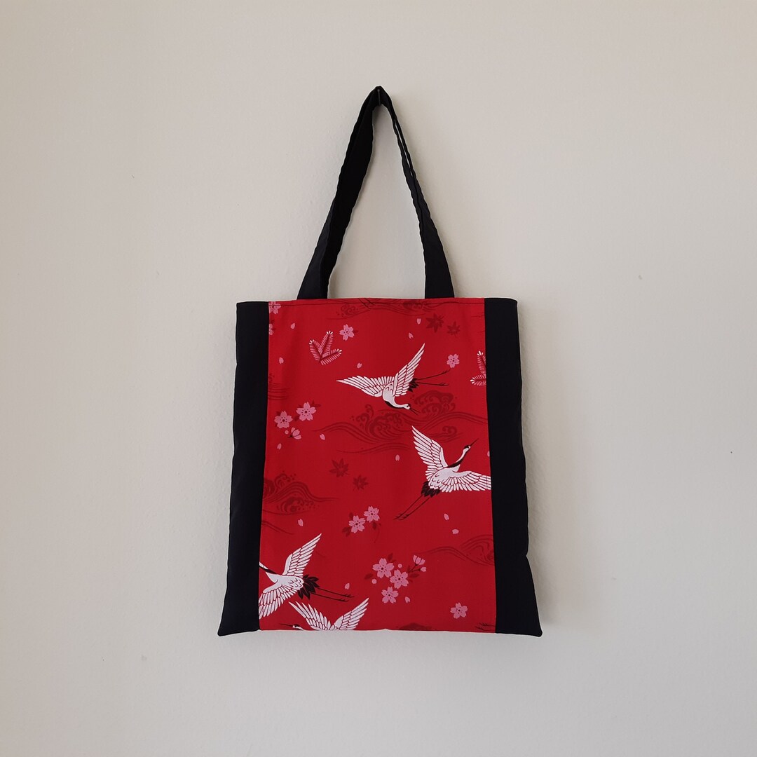 Tote Bag With Pocket Small Tote Bag With Pocket Asian Red Etsy