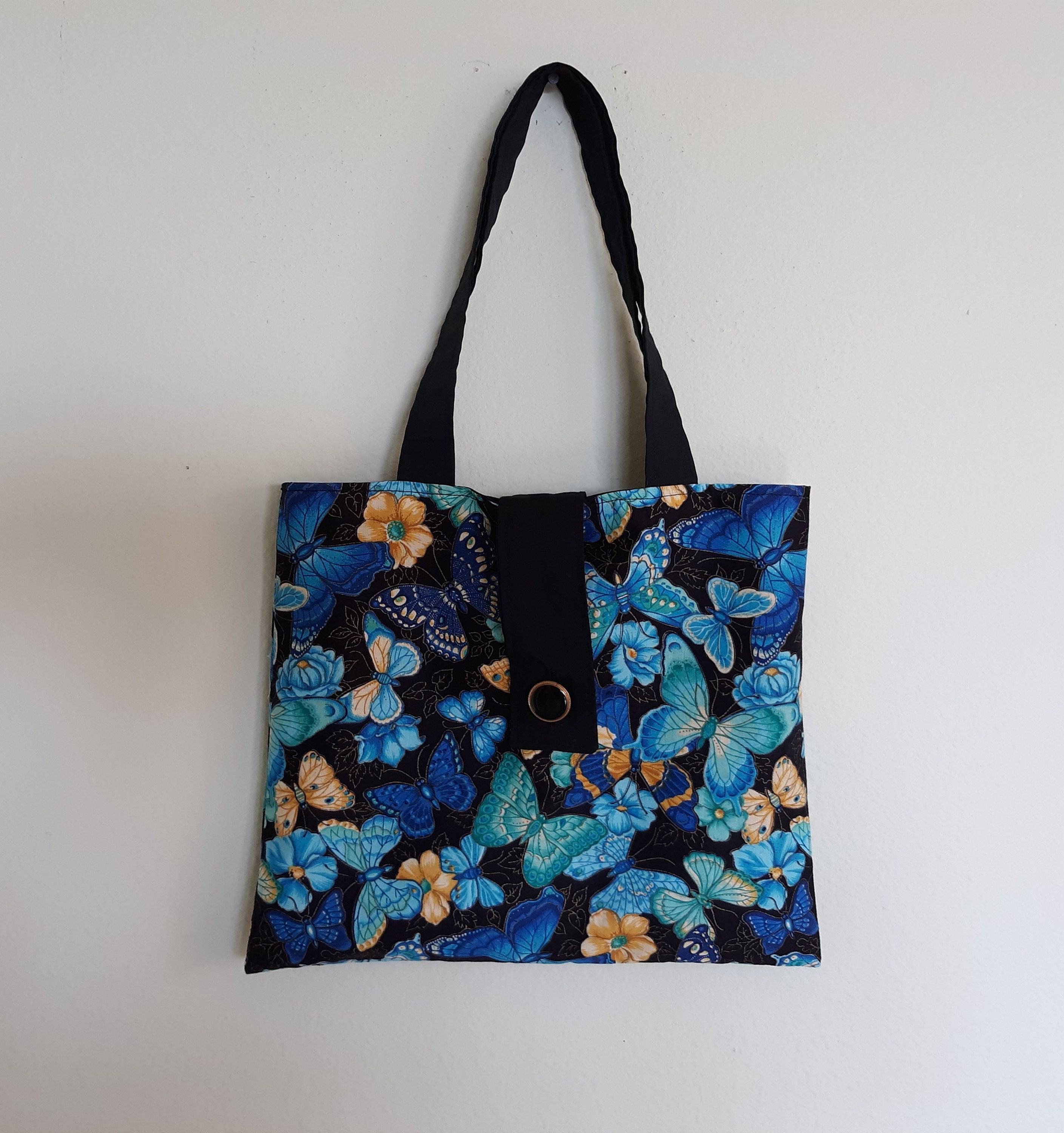 Tote Bag with Pocket, Small Tote Bag with Pocket, Mini Tote Bag with Pocket, Butterfly Print Tote Bag, Evening Purse, Gift, Ready to Ship!