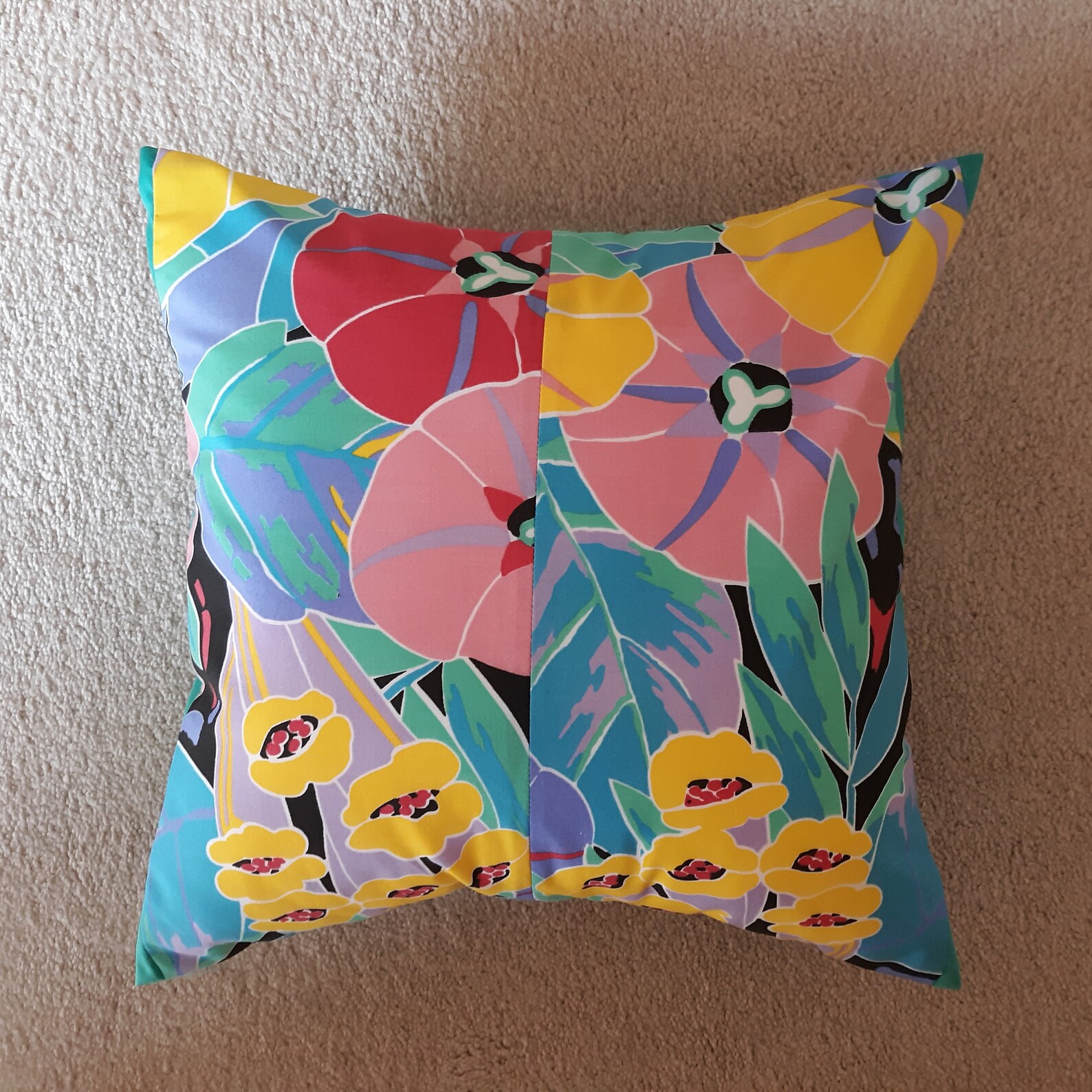 Pillow Cover 14 X 14 Bright Tropical and Teal Pillow Cover Etsy
