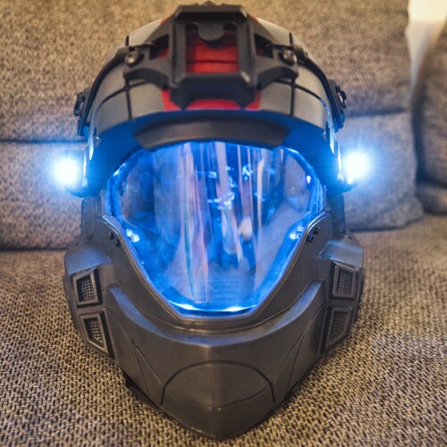 Premium fanmade Airsoft "ODST" Replica Helmet with Lightmodules, Face Illumination, Active Fans, Padding, Chinstrap, USB/Lipoready
