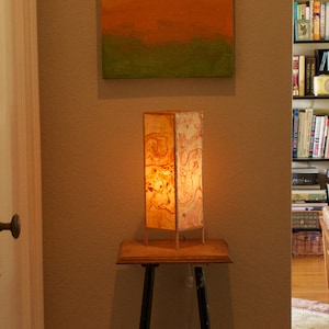 Handmade Marbled Paper accent lamp, various colors