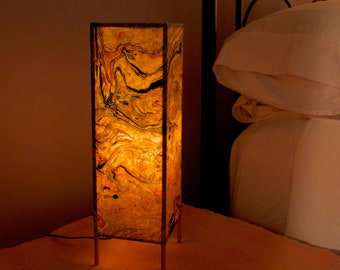 Handmade Marbled Paper Accent Lamp, Various Colors