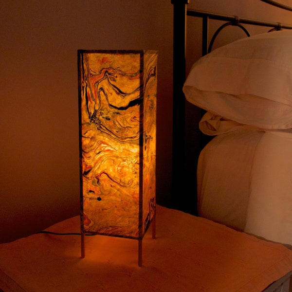 Handmade Marbled Paper Accent Lamp, Various Colors