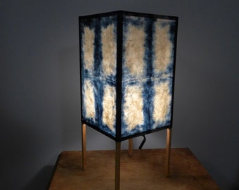 Japanese Style Shibori Tie Dye, Table lamp, Accent lamp, Paper Lamp, Mid Century Decor, Glogoods