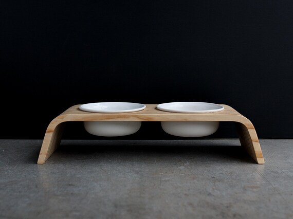 Modern Dog Feeder Raised Elevated Bowl Stand Double Short Etsy