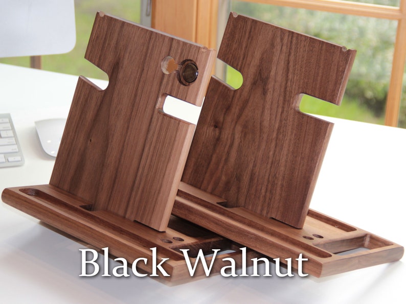Docking Station Tech Gift for Men Charging Station Phone Stand Phone Holder Anniversary Gifts for Men Gifts for Boyfriend Gift for Husband Walnut