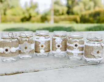 Set of 6 Decorative Mason Jars