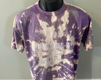 80s Shanghai Aircraft Factory Tie Dye Shirt Custom Tee Airplane Pilot China Hong Kong Military Flight Attendant Airport Pilot Purple Large