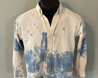 Kleding Jongenskleding Tops & T-shirts Polos Ready to Ship Ice Dyed Ralph Lauren Polo Button Down Shirt Tie Dye Dress Shirt 