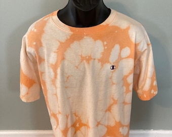 90s Champion Logo Tie Dye Shirt Vintage Tee Basketball Gym Surf Skate California Hawaii Pipeline Hippie Sport Football Orange Purple XL