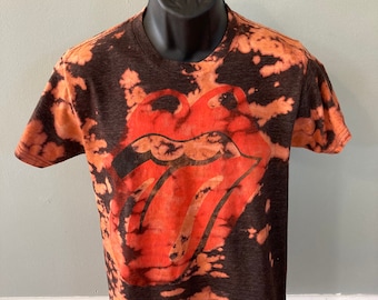 Rolling Stones Tongue Lips Tie Dye Shirt Vintage Style Tee Rock Roll Blues CBGB Concert Tour Woodstock Festival Sticky Fingers Small