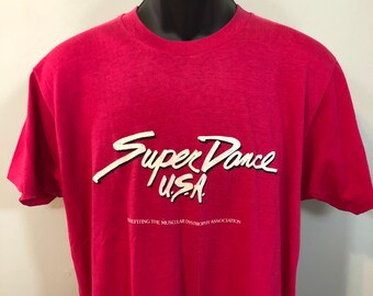 80s Super Dance USA Neon Shirt Vintage Rock Around The Clock 50's Party Ward Melville High School Long Island New York Alumni Screen Stars