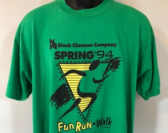 1994 Spring Fun Run Walk Shirt Vintage Tee 90s Marathon Race Black Clawson Company R. Boone Alumni Fruit of Loom Best 5050 Cotton Blend XL