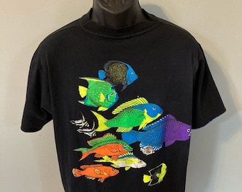 80s Neon Fish Sands San Juan Shirt Vintage Tee Large