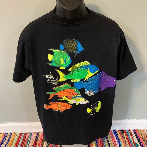 80s Neon Fish Sands San Juan Shirt Vintage Tee Large
