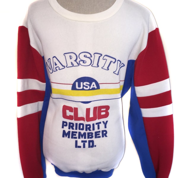 1970's USA Olympic Vintage Sweatshirt Rare Retro America 70s Varsity Red White Blue Club Member Long Sleeve L Large