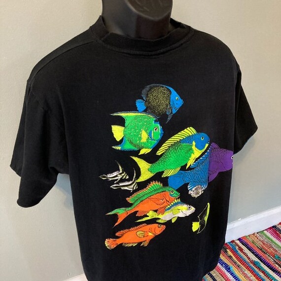 80s Neon Fish Sands San Juan Shirt Vintage Tee Large View 4