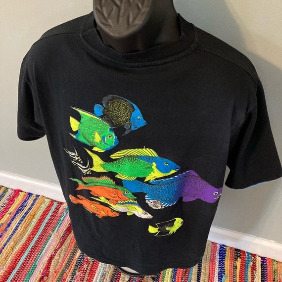 80s Neon Fish Sands San Juan Shirt Vintage Tee Large View 3