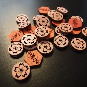 Houten tokens voor L5R Legend of the Five Rings