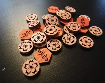 Wood tokens for L5R Legend of the Five Rings