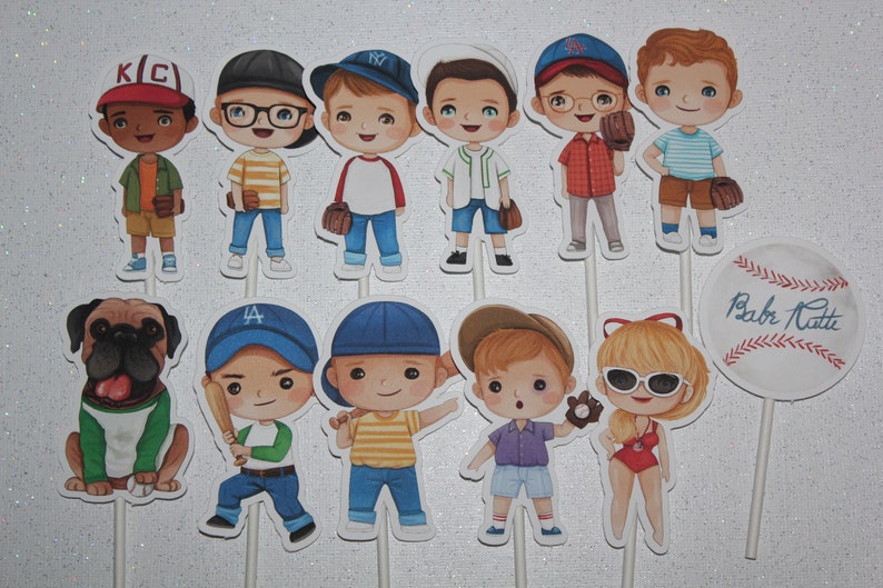 Sandlot Inspired Cupcake Toppers set of 12 image 2