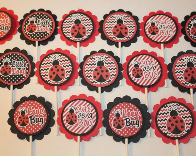Ladybug Cupcake Toppers - Etsy