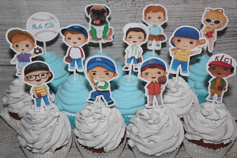 Sandlot Inspired Cupcake Toppers set of 12 image 4