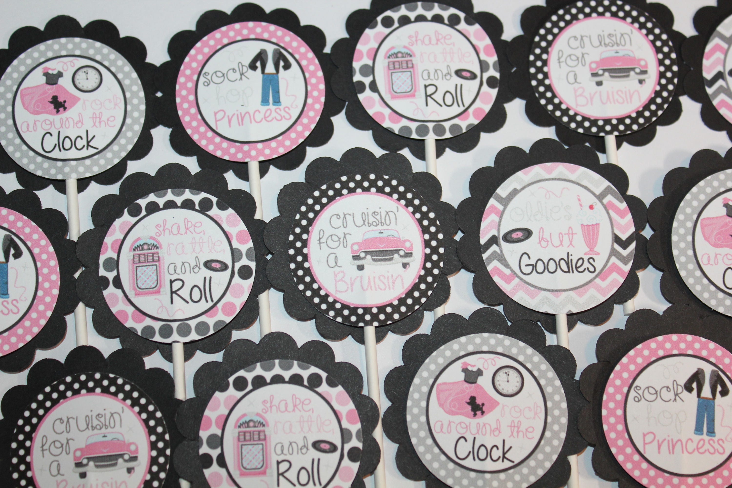 50's Party Cupcake Toppers | Etsy