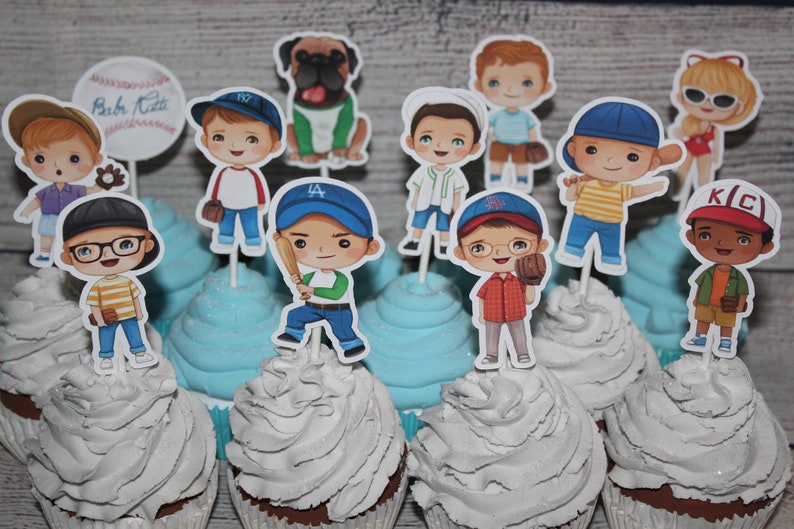 Sandlot Inspired Cupcake Toppers set of 12 image 1