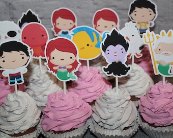 Little Mermaid Ariel and Ursula Inspired Cupcake Toppers