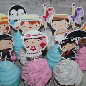 Mary Poppins inspired Cupcake Toppers