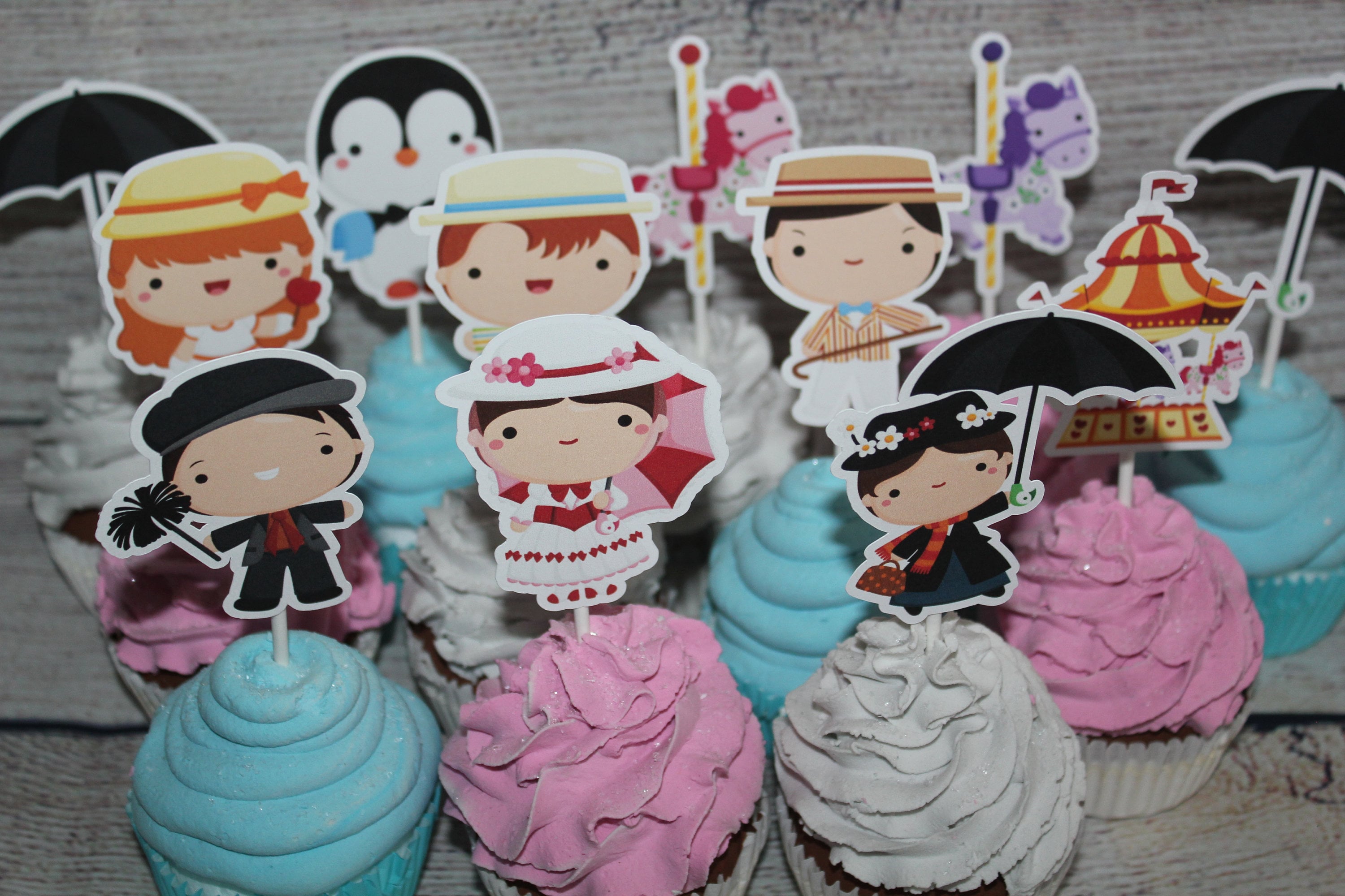 Mary Poppins inspired Cupcake Toppers