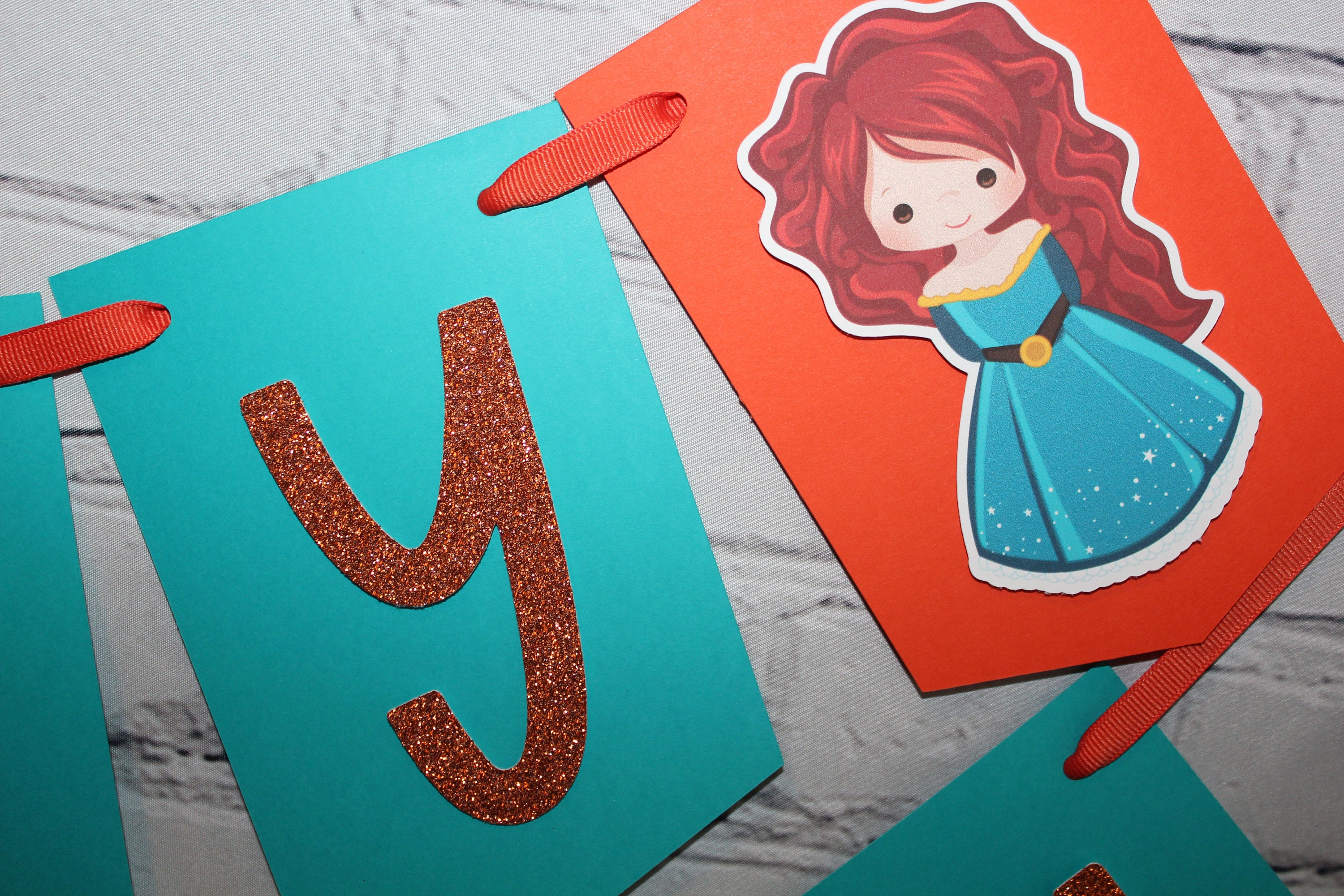 Disney Princess Merida Happy Birthday Banner Matching Name - Etsy