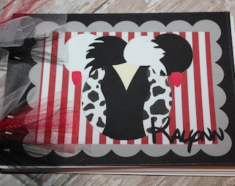 Personalized Disney Autograph Book inspired by Cruella from Dalmations