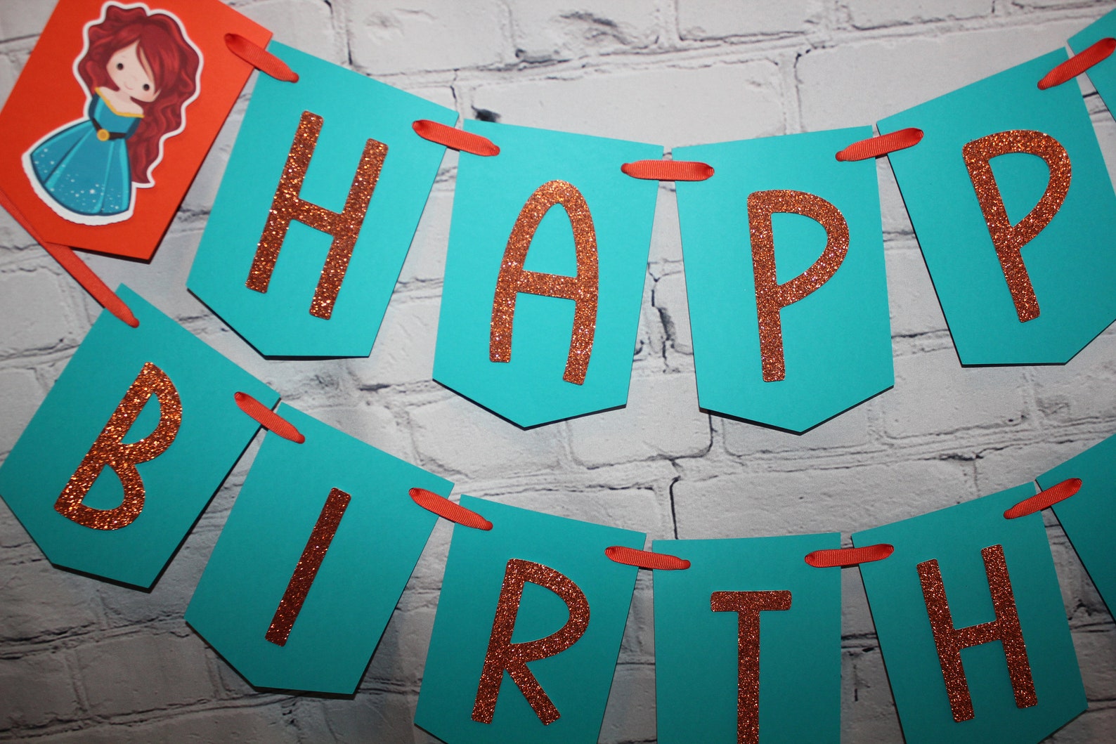 Disney Princess Merida Happy Birthday Banner Matching Name - Etsy