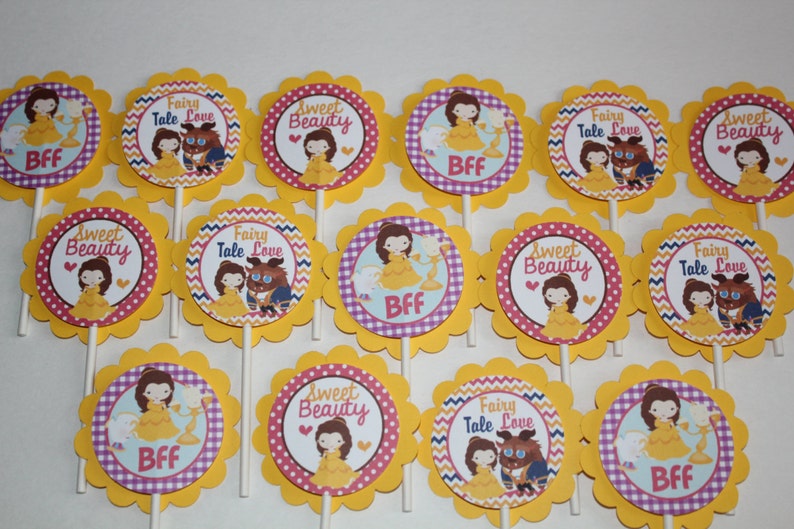 Princess Belle Inspired Cupcake Toppers image 1