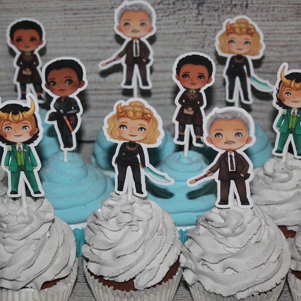 Loki Inspired Cupcake Toppers - set of 12