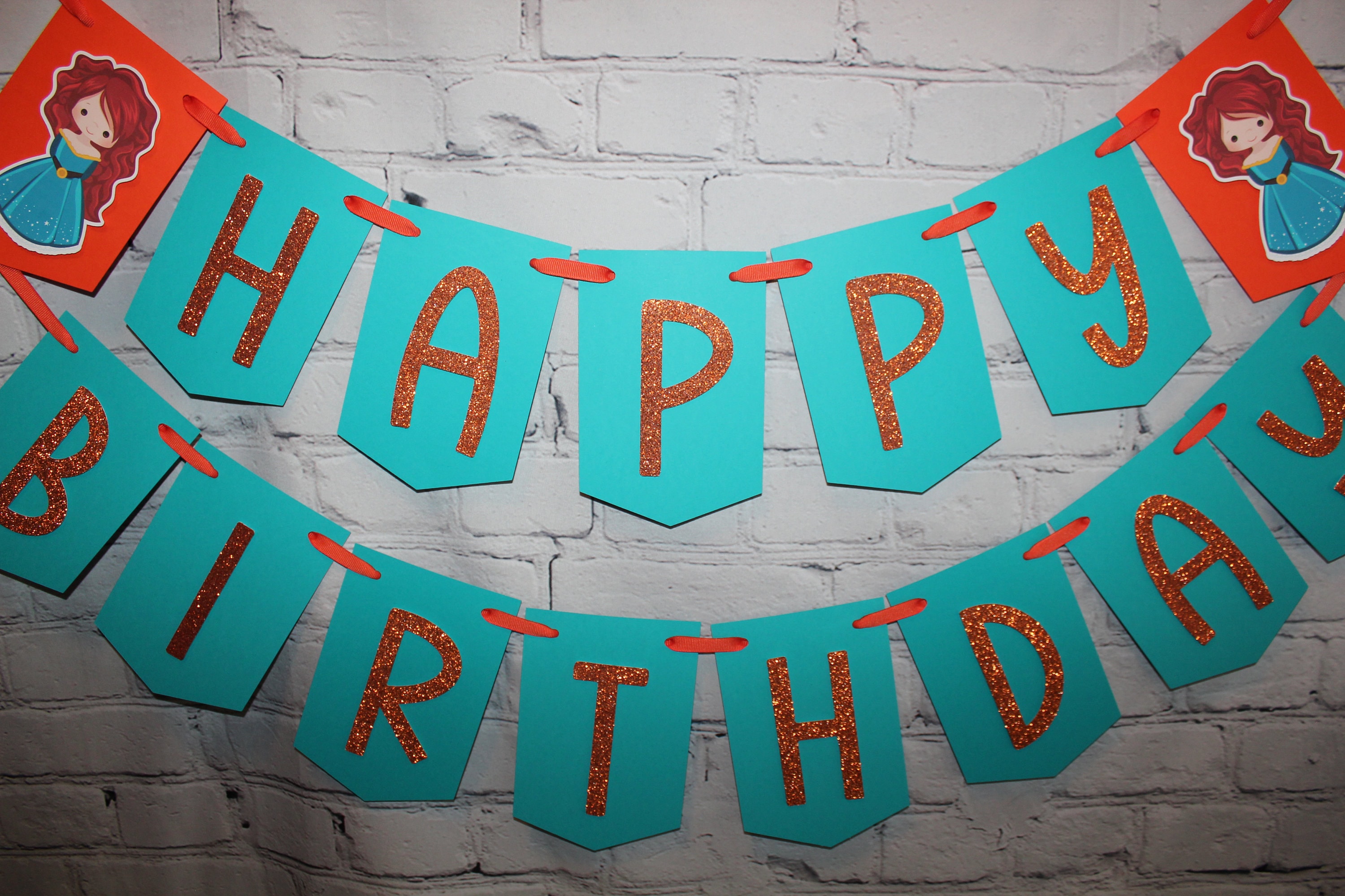 Disney Princess Merida Happy Birthday Banner Matching Name - Etsy