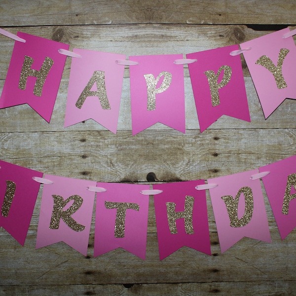 Geburtstags-Banner "11" In Gold & Pink – Aus Glitzer-Karton, Buchstaben Auf Schnur Verschiebbar