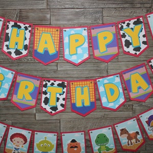 Toy Story Birthday Banner - Woody - Buzz Lightyear - Jessie - Toy Story Character Banner